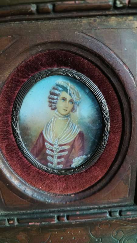 Miniature Portrait Painting of a Young Woman French in Style