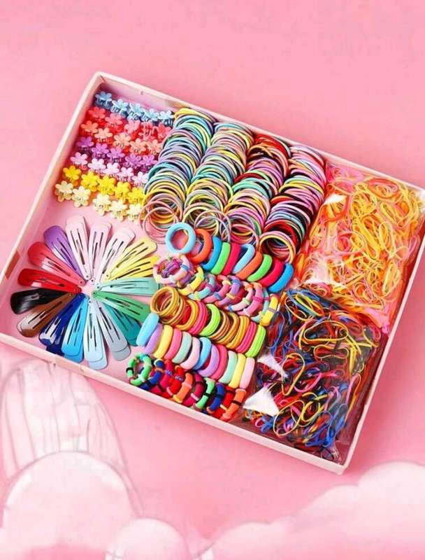 780pcs Elastic Hair Ropes,Headwear Combination Set Girl Hair Band Hair Clip Set Children Hairpin Set