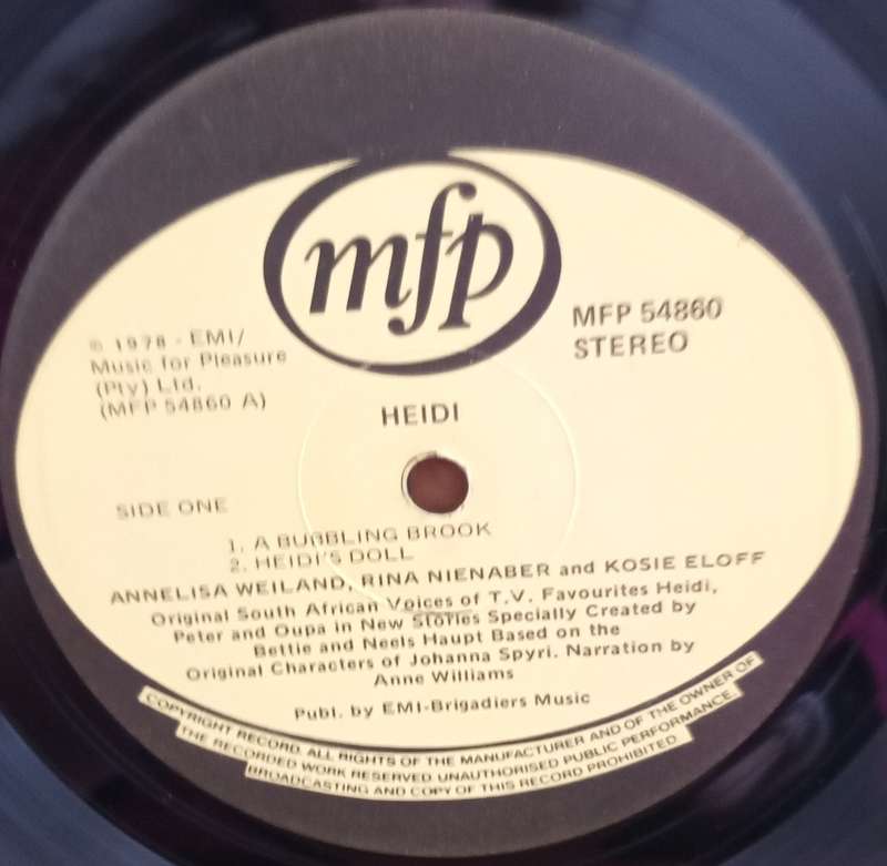 HEIDI 1 LP VINYL RECORD STEREO ENGLISH