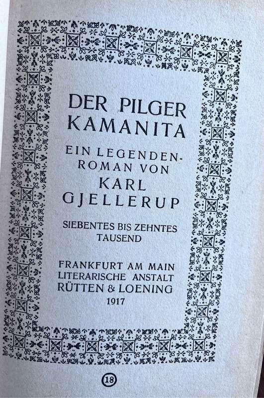 Der Pilger Kamanita - Karl Gjellerup (1917 edition)