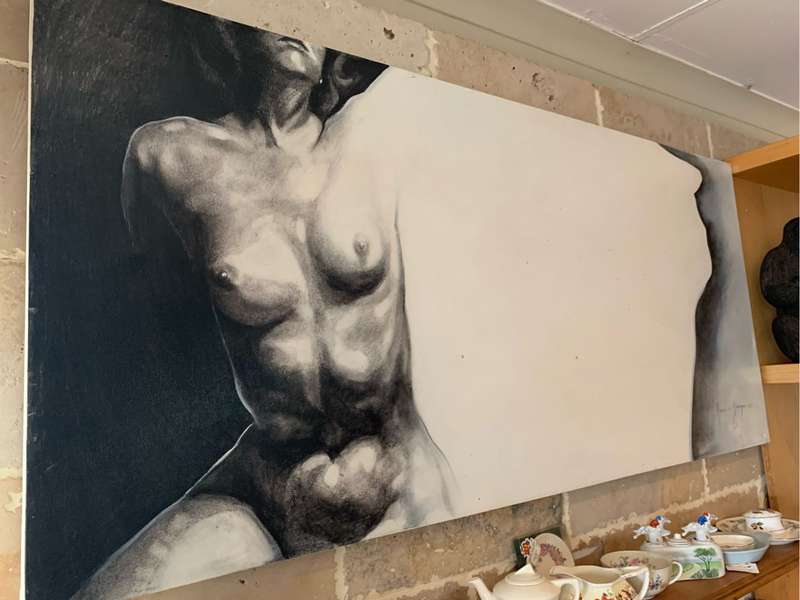 Full front nude painting by SA artist Hennie Kruger