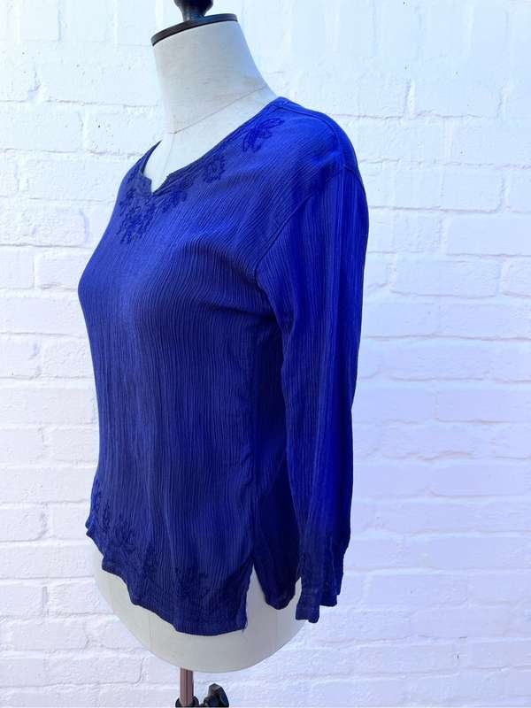 Beautiful deep blue viscose Indian top (small)