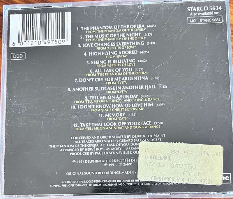 Richard Clayderman - The love songs of Andrew Lloyd Webber (1989) STARCD5634