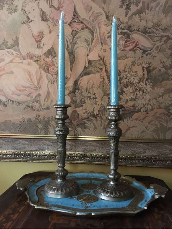 Vintage decorative candlesticks with floral design