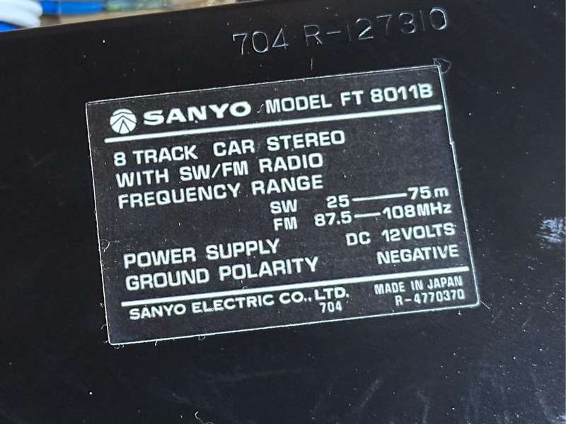 Vintage SANYO 8-Track Player (Unused)