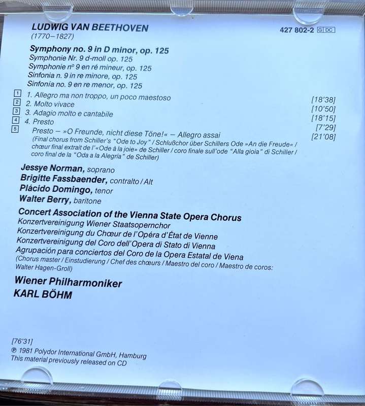 Ludwig van Beethoven  Symphonie No.9 (Made in Germany in 1980s, DDD, Limited edition) 427 802-2