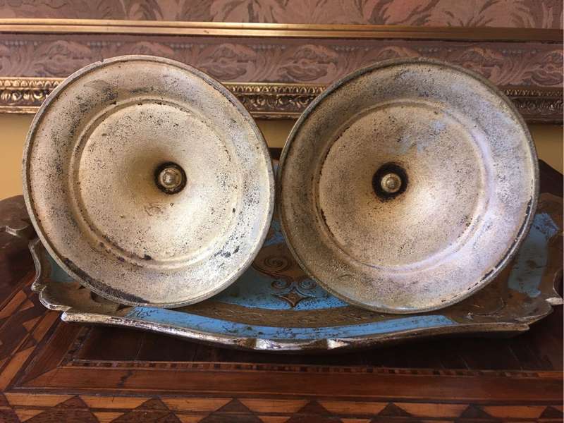 Antique brass open barley twist candlesticks