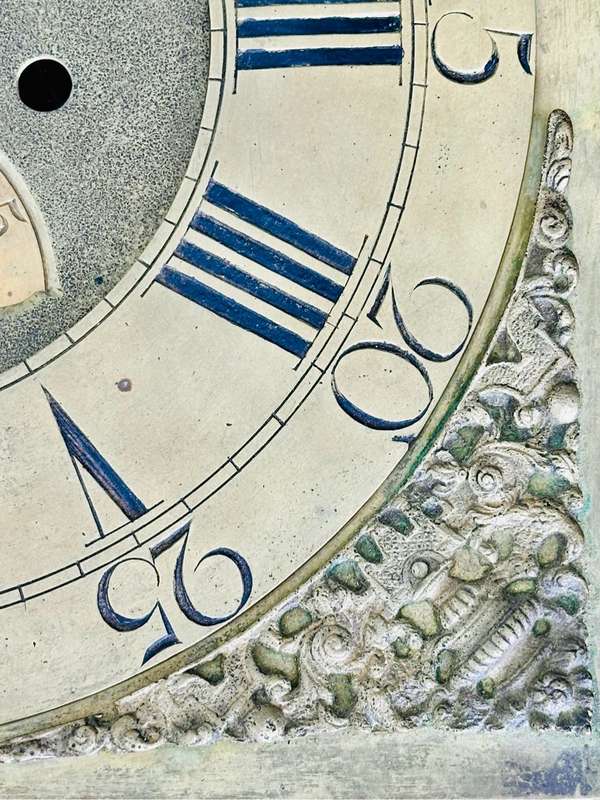 JOHN WYLDE NOTTINGHAM Large Heavy Brass Clock Face/Dial circa 1700s (31cmx31cm)