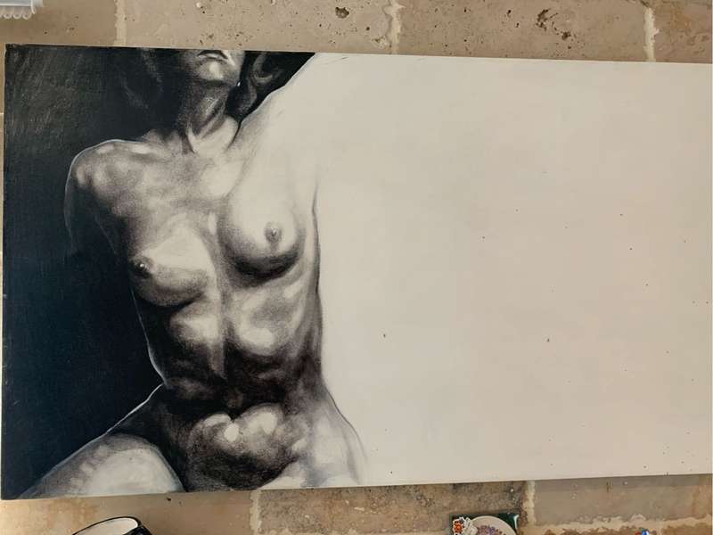 Full front nude painting by SA artist Hennie Kruger