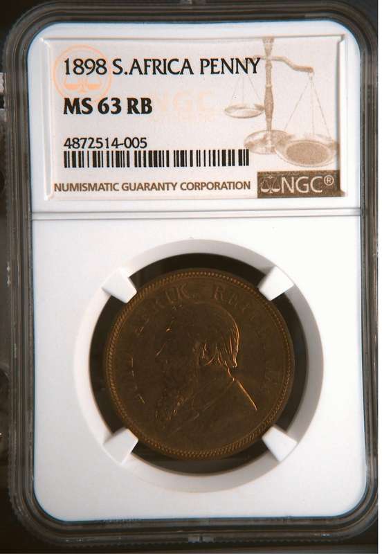1898 ZAR PENNY - NGC MS 63 RB
