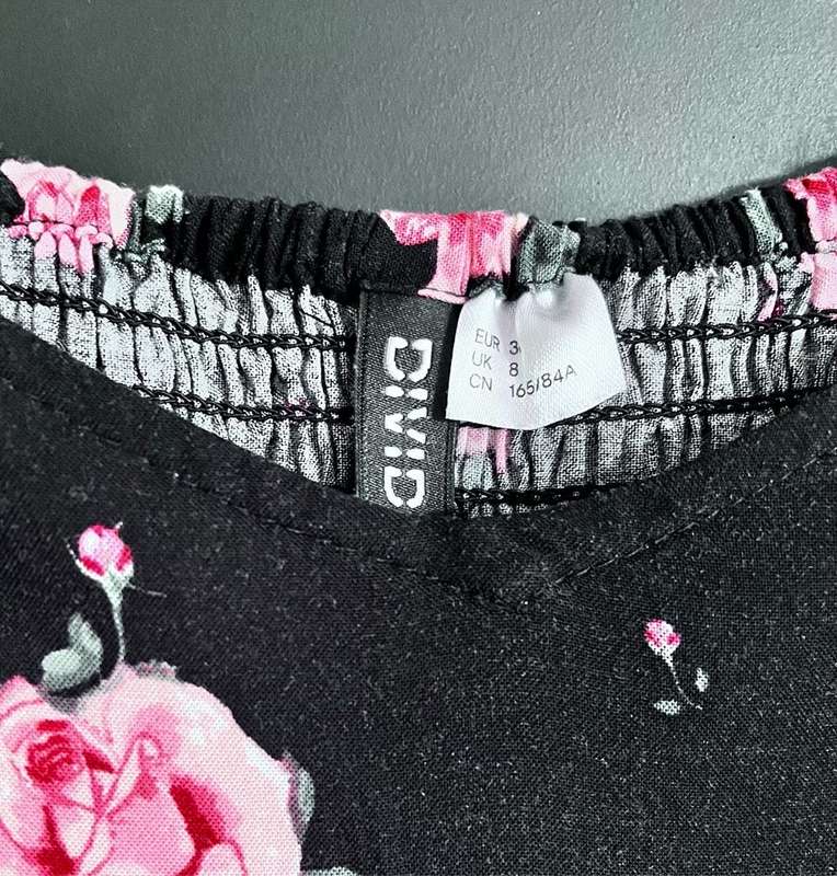 Summer H&M viscose black roses dress - size 8