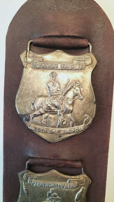 Rhodesian Leather Belt with Brass Military Plaques