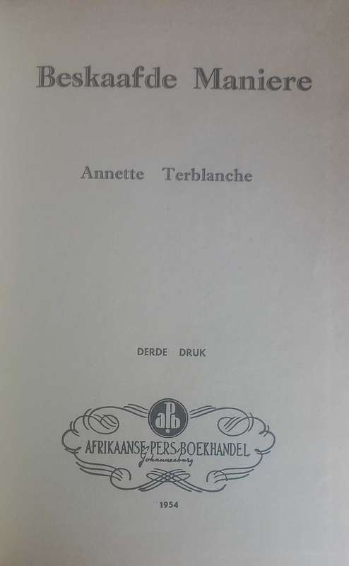 Beskaafde maniere deur Annette Terblanche