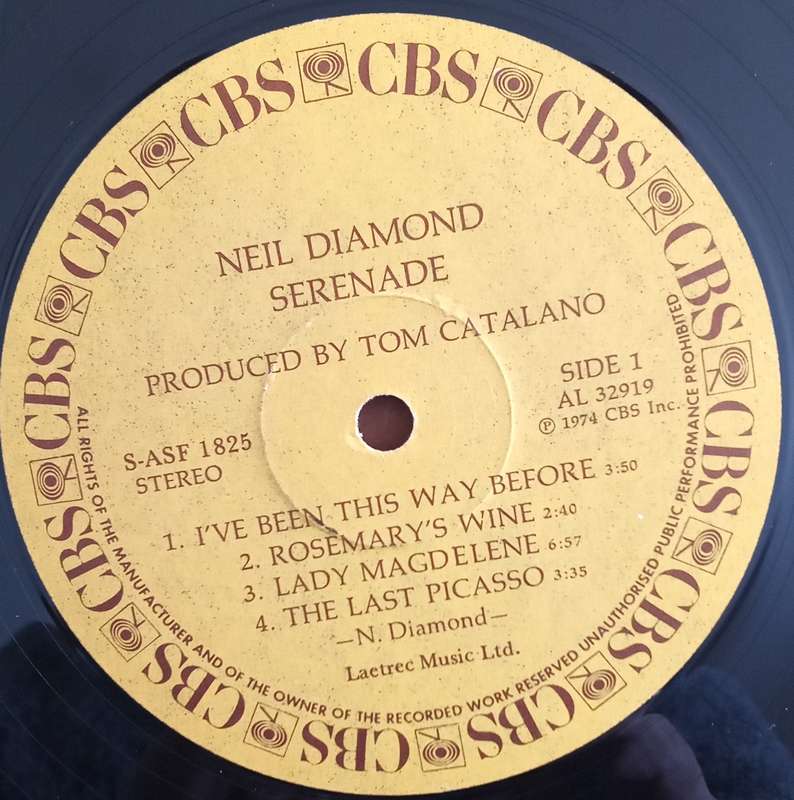 NEIL DIAMOND - SERENADE LP VINYL RECORD