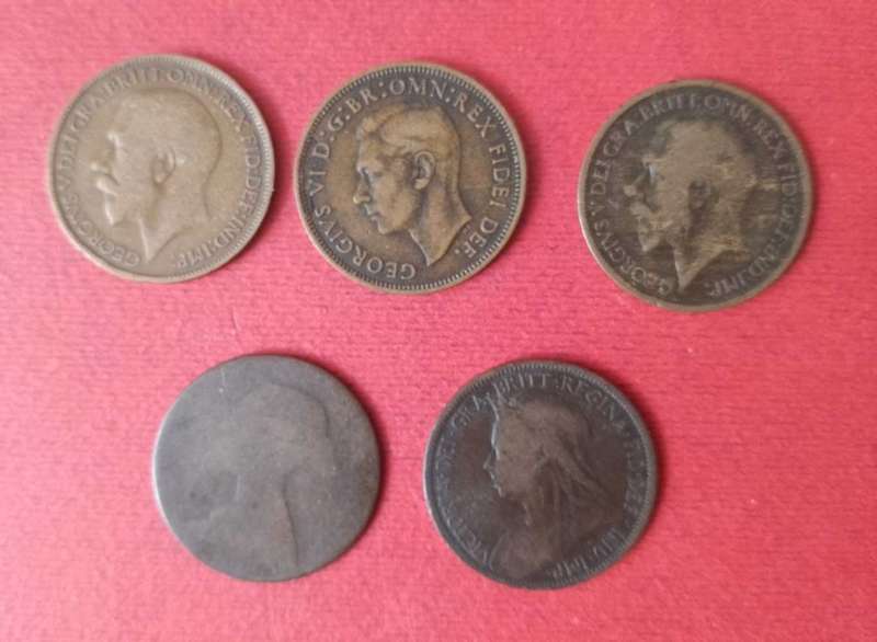 Gb 5x 1/2 old pennies 1896-1952