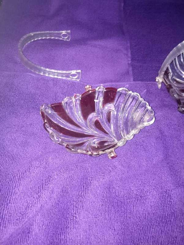 Vintage glass patterned bowls white and red