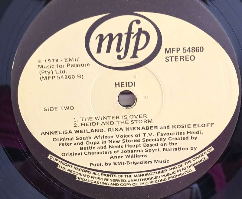 HEIDI 1 LP VINYL RECORD STEREO ENGLISH