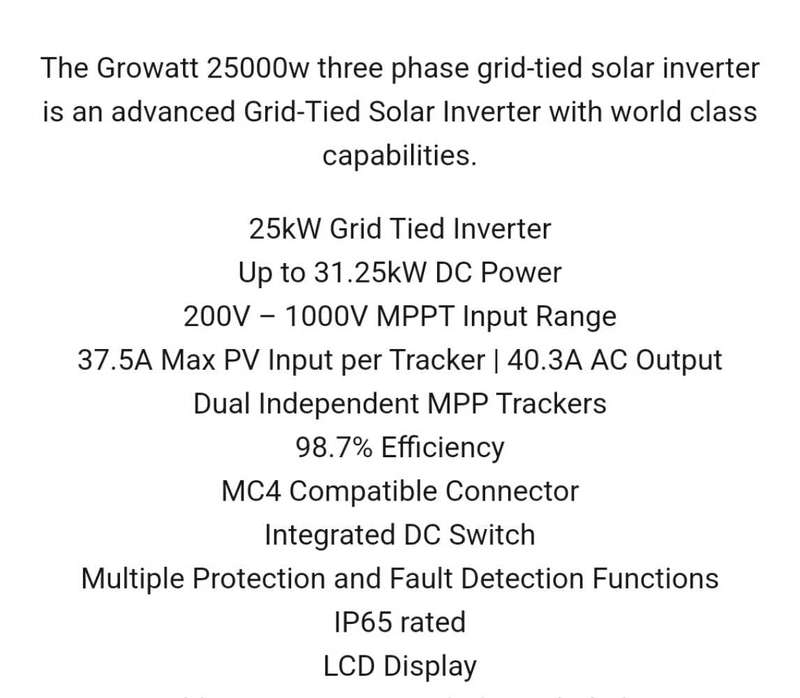 25kw Growatt 3phase grid tie inverter