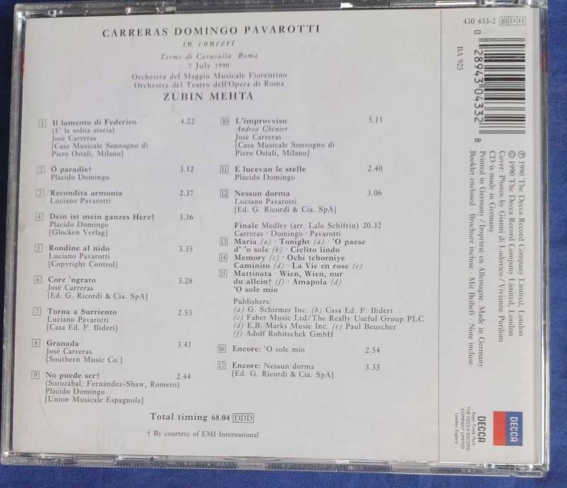 Carreras Domingo Pavarotti in concert cd