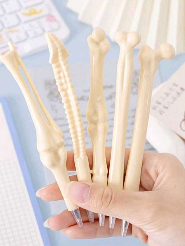 5Pcs Creative Bone Ballpoint Pens Party Decorative Ballpoint Pens Realistic Bone Shape Pens(Blue)