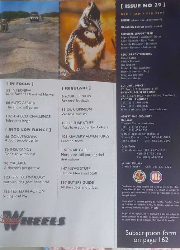 Leisure wheels Dec Jan Feb 2005