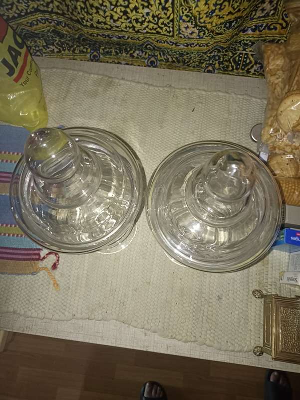 Glass biscuit jars X2
