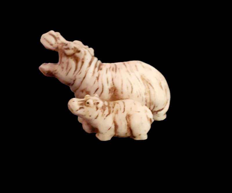 Hippo and Baby Hippo Figurine