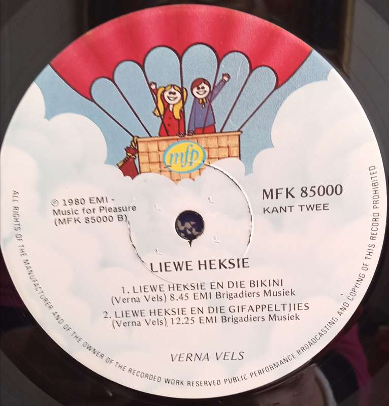 LIEWE HEKSIE - MEJ. SEESAND VERNA VELS LP VINYL RECORD AFRIKAANS