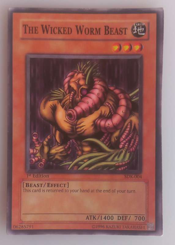 Yu-Gi-Oh! The wicked worm beast 1st edition card