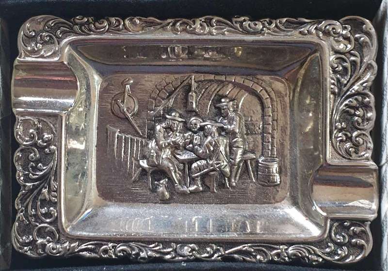 Vintage Ashtrays. Set of 4 Nickel-Plated Dutch Repousse Ashtrays.