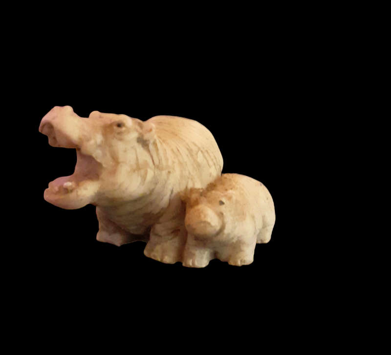 Hippo and Baby Hippo Figurine