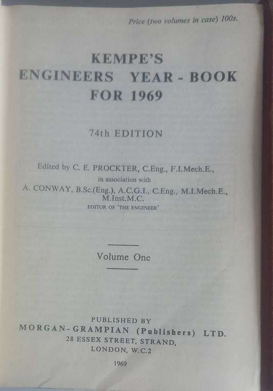 Kempe`s engineers yearbook volume one and two