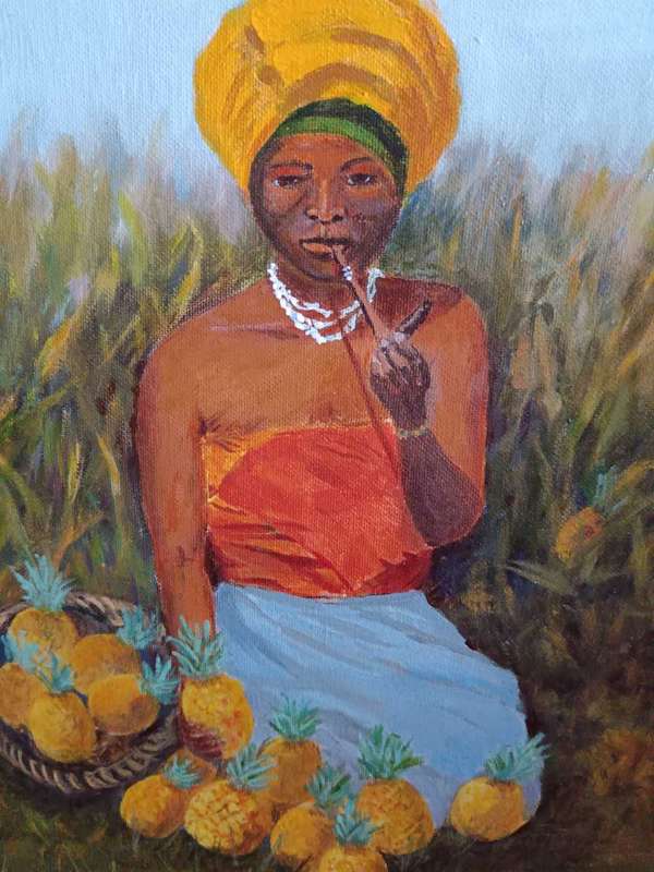 Painting of Pineapple Harvest by Olive Parkinson