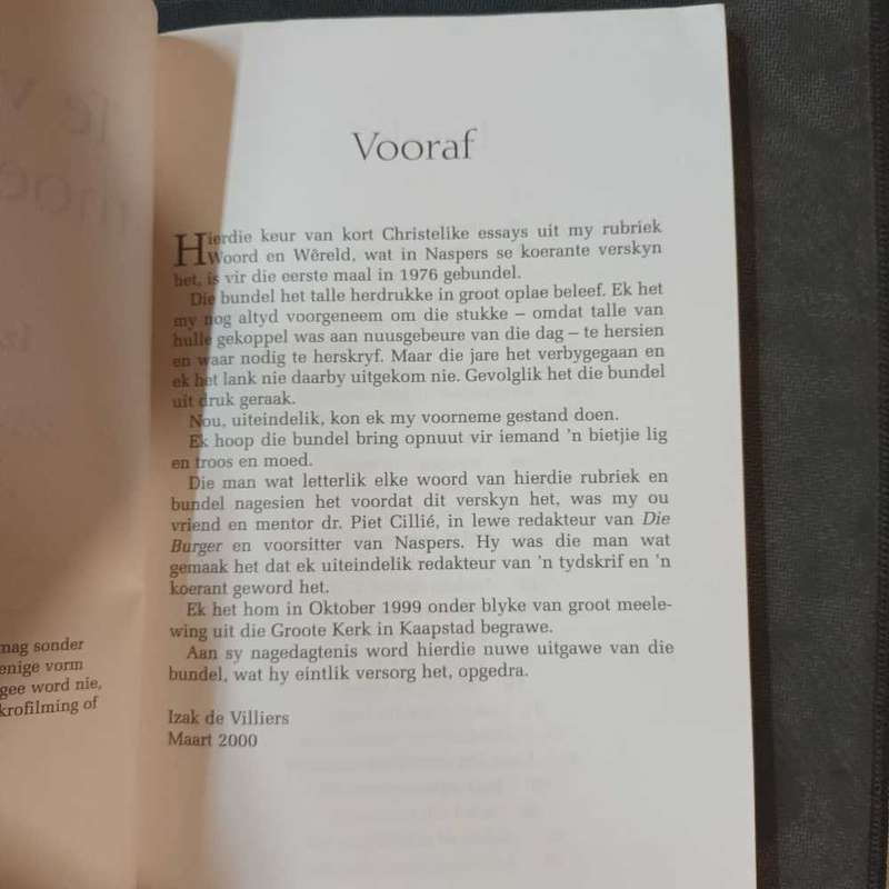 Te vroeg vir moedverloor. Izak de Villiers. Geteken.