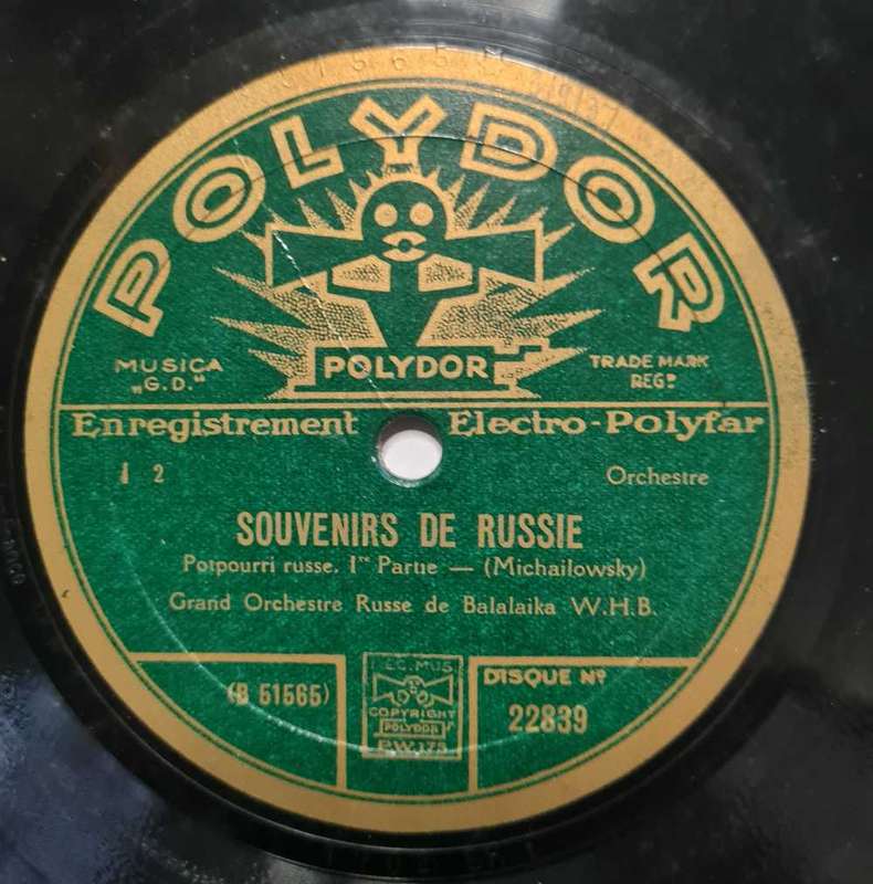 Polydor Souvenirs De Russie 78 rpm 1929 record