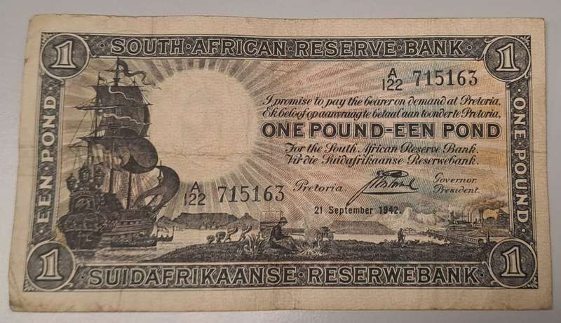 21 September 1942 Black One Pound Postmus A/122 715163