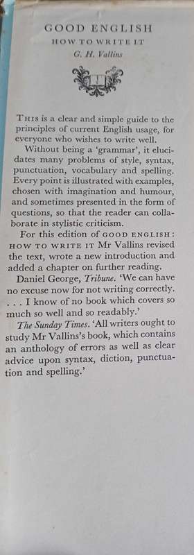 Good English how to write it by GH Vallins