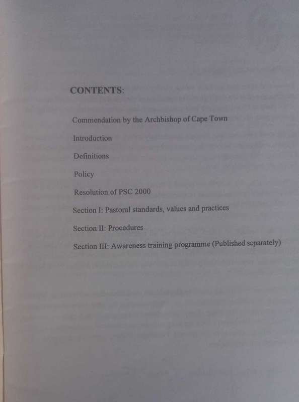 Church of the province of Southern Africa (a code of Pastoral conduct)