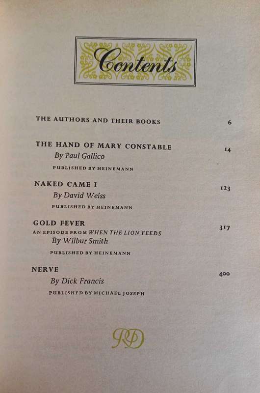 Reader`s digest condensed book: The hand of Mary Constable, Naked came I, Gold fever