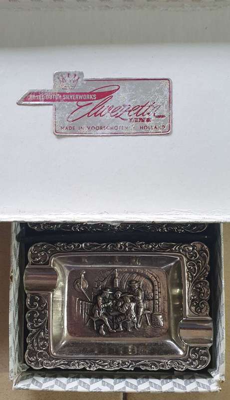 Vintage Ashtrays. Set of 4 Nickel-Plated Dutch Repousse Ashtrays.