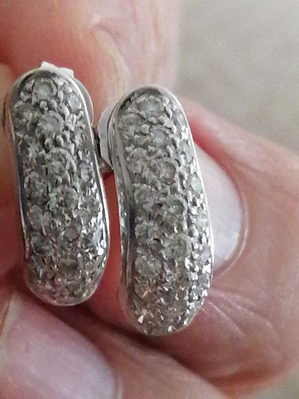 Stunning Diamond Encrusted 18ct White Gold Huggie Earrings