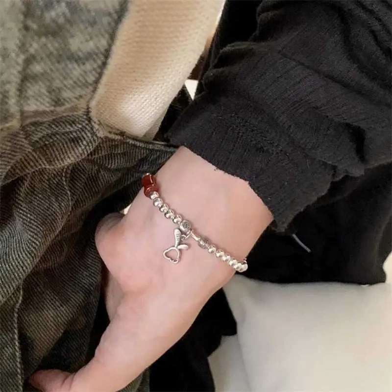 Vintage Beads and Rabbit Charm Bracelet