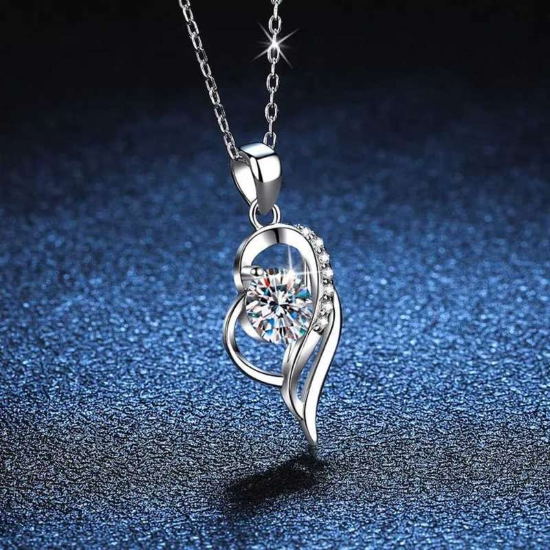 Necklace Sterling Silver 925 Moissante Diamond Elegant Lux Geometic Pendant
