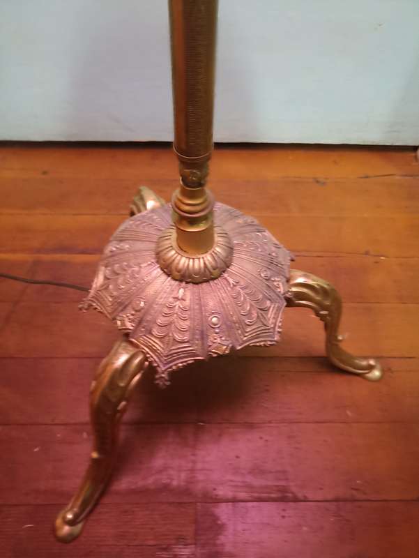 Pink tall lampshade brass stand