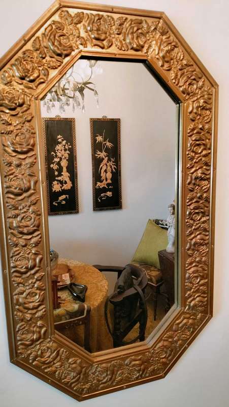 Brass Repousse Mirror