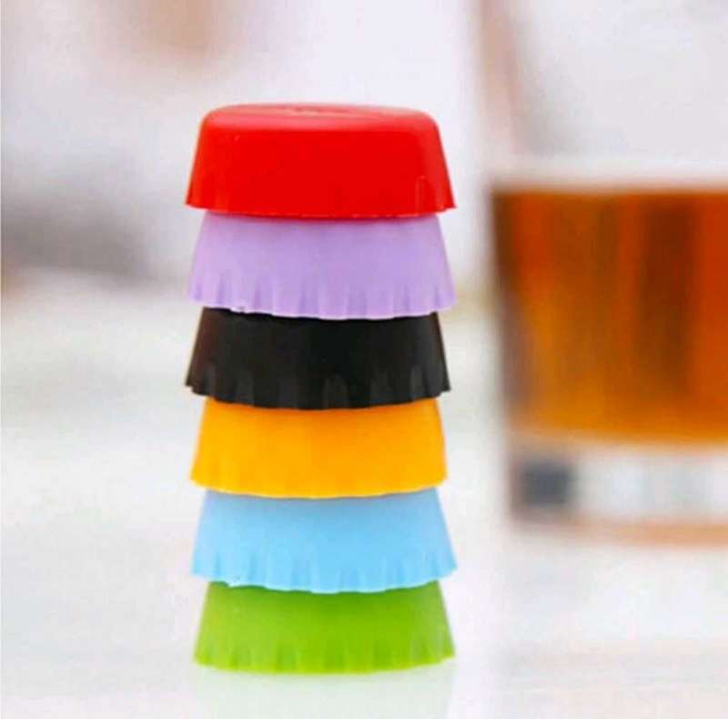 6pcs/set Reusable Silicone Bottle Fresh-keeping Cap Stopper Bottle Soda Beer Caps