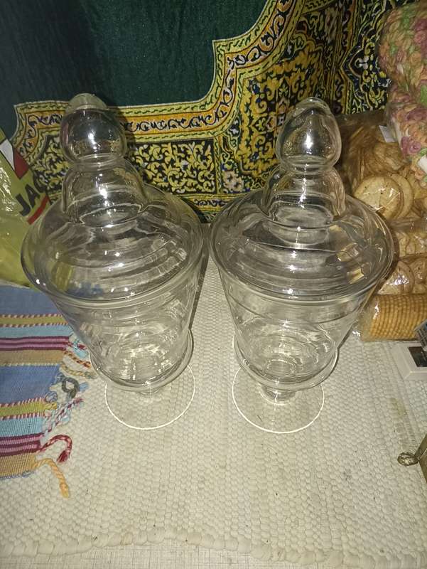 Glass biscuit jars X2