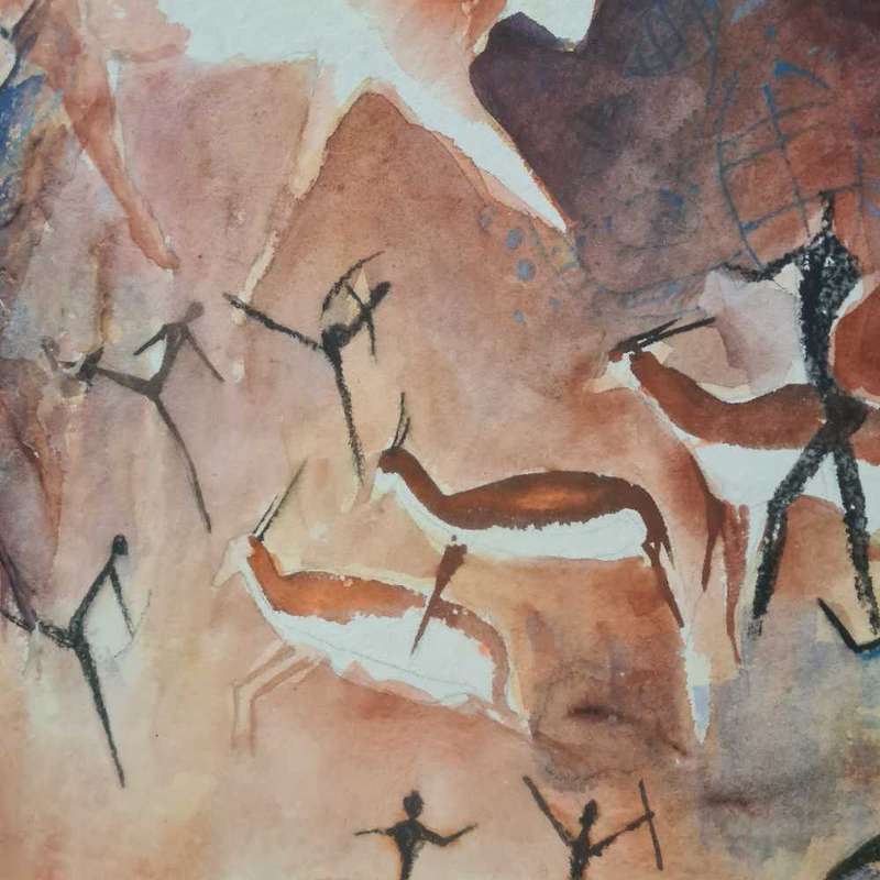 Large Bushman painting framed art