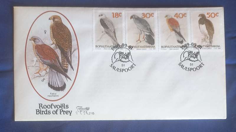 First day envelope - Birds of prey Bophuthatswana