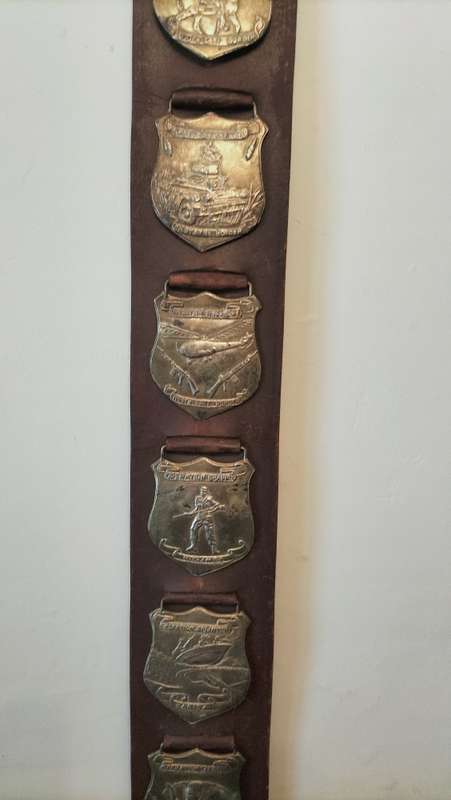Rhodesian Leather Belt with Brass Military Plaques